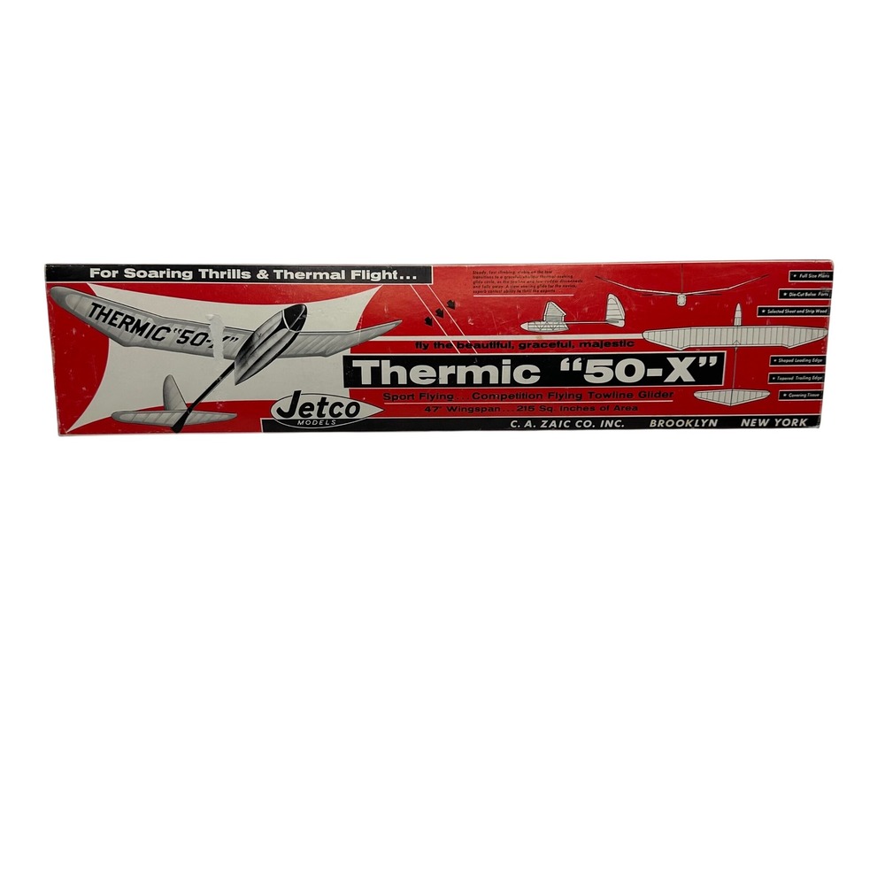Vintage Jetco Models Thermic 50-X Balsa Wood Towline Glider Kit 47in Wingspan